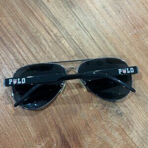 Polo Ralph Lauren PH3056 900387 Black Aviator Metal Italy Sunglasses 60-14-140MM